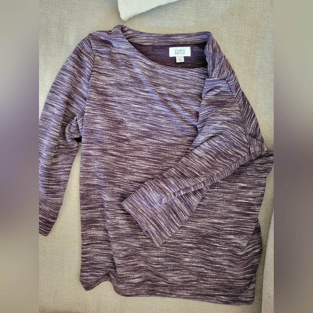 Croft & Barrow 3/4 Sleeve Purple and Grey Shirt petite large
